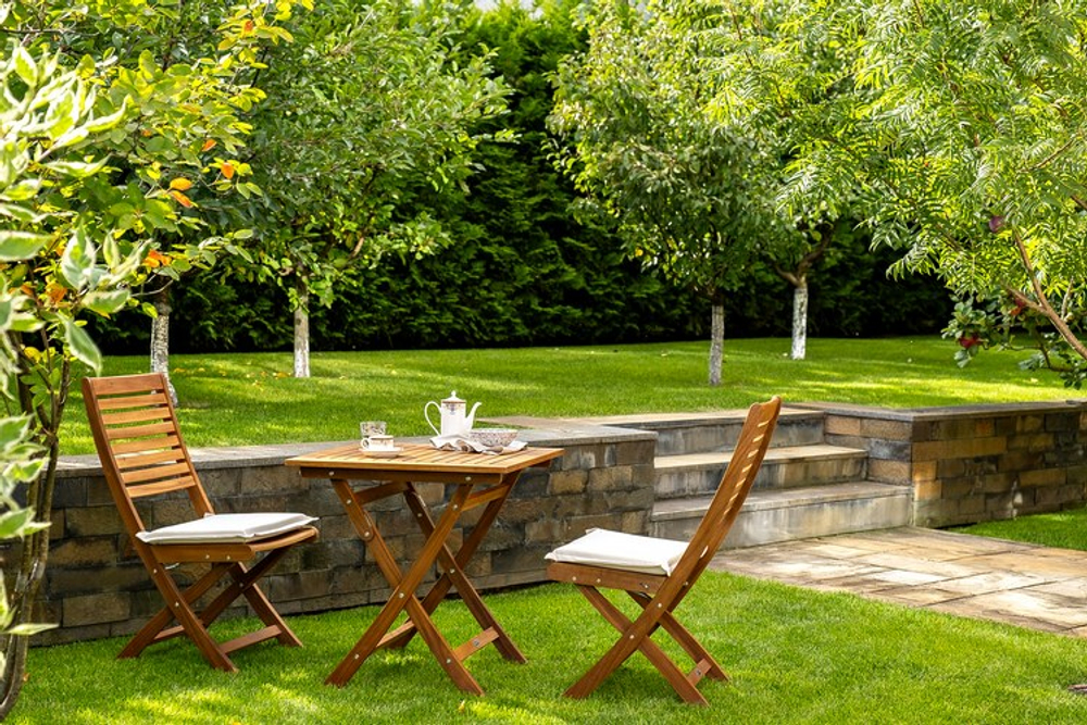 Складной кофейный комплект из акации Joygarden КАРО с высоким столом, слоновая кость