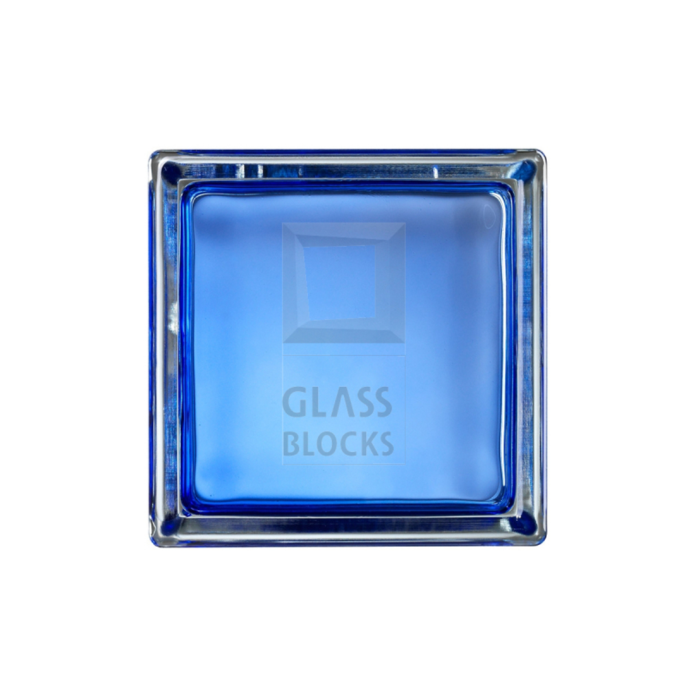 Стеклоблок синий футуристический Mini 14.6x14.6x8 см.