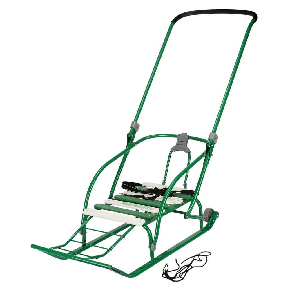 Санки "Nikki 2 " складная спинка, ручка, цвет зеленый