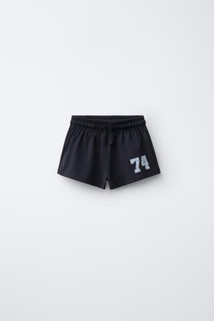ZARA ШОРТЫ ИЗ ПЛОТНОЙ ТКАНИ, СИНИЙ
