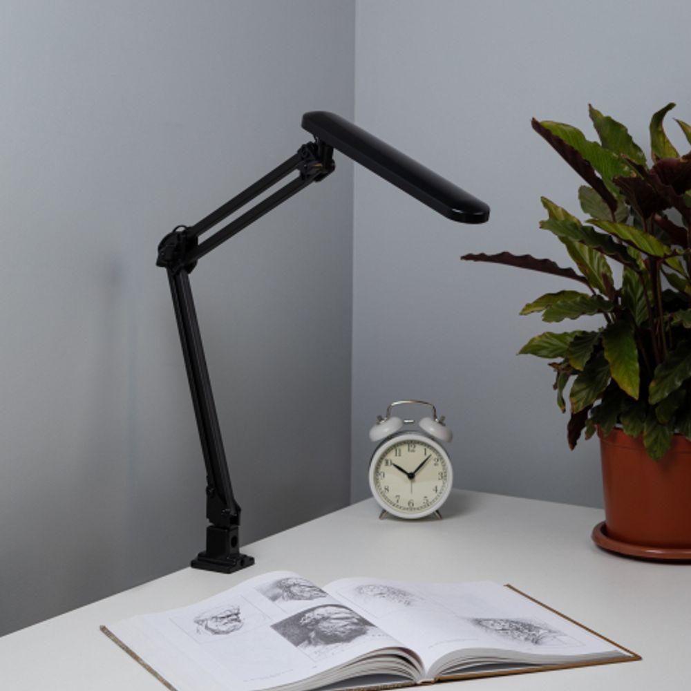 Настольный светильник ЭРА NLED-441-7W-BK светодиодный на струбцине черный