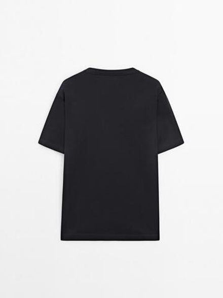 Massimo Dutti Футболка из 100% хлопка, темно-синий