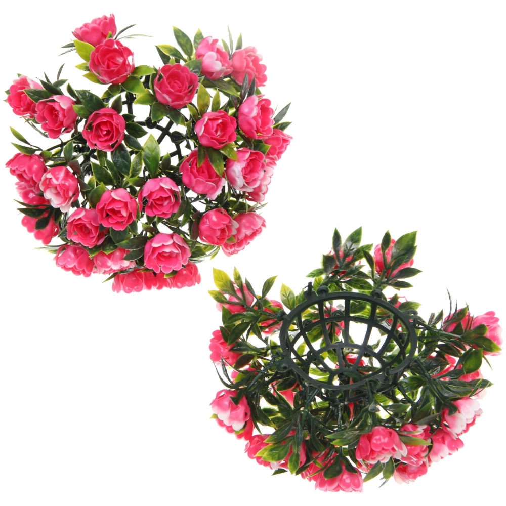 Искусственное растение шар «Самшит» цветы фуксия D-17см Ultramarine