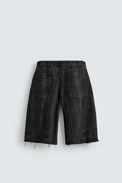 ZARA ШОРТЫ ИЗ ДЕНИМА С ВЫЦВЕТШИМ ПРИНТОМ, ЧЕРНЫЙ