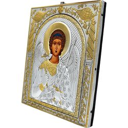 Икона Ангел-Хранитель в серебряной ризе под старину.