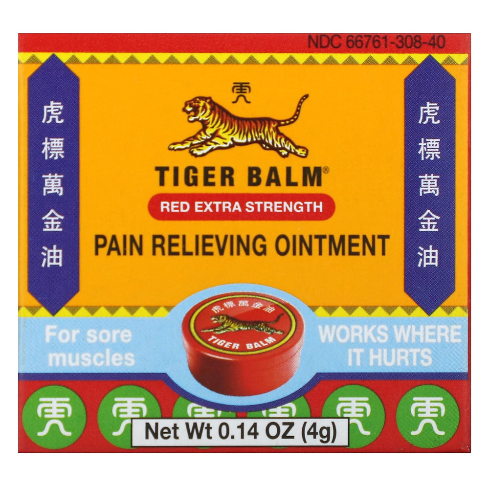 Tiger Balm, обезболивающая мазь, 4 г (0,14 унции)