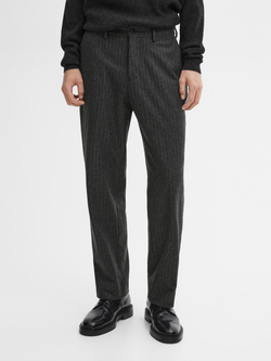 Massimo Dutti Брюки классического кроя из фланели в полоску, серый