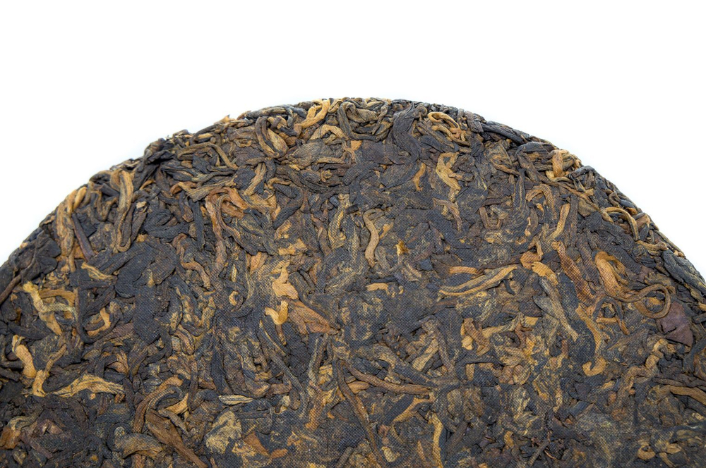 59320 Чай прессованный черный Пуэр Шу "Сэнчжун, Булан Шань", ци цзы бин 357гр