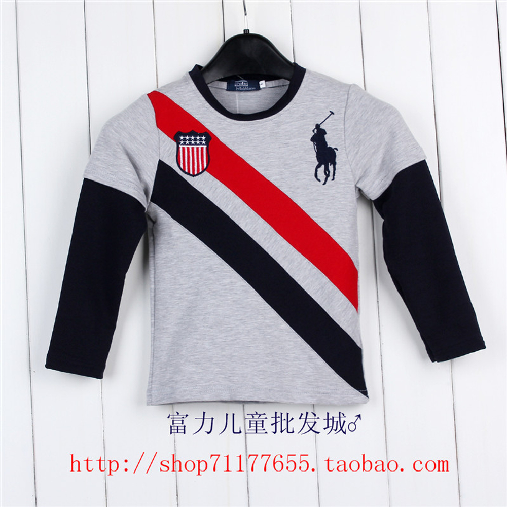 Лонгслив из контрастных тканей с нашивкой американского флага