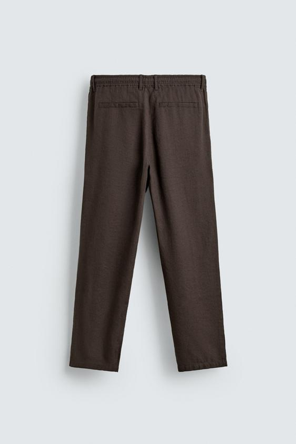 ZARA БРЮКИ RELAXED FIT ИЗ ХЛОПКА И ЛЬНА, КОРИЧНЕВЫЙ