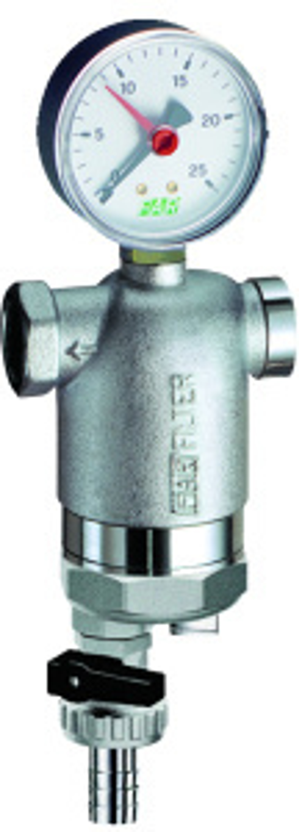 Фильтр 3/4", ВР-ВР, 100 мкм, с магнитной вставкой, с манометром, Tmax: 95 °С, 25 бар FAR