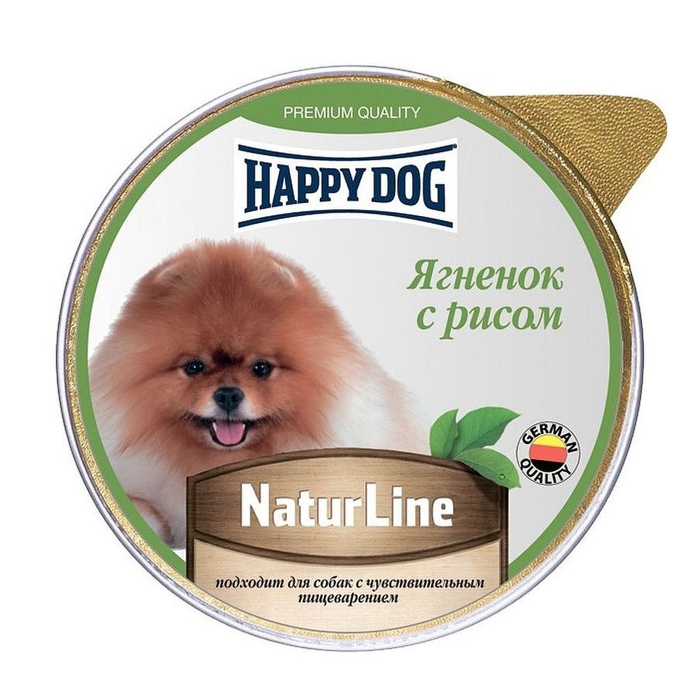 Влажный корм Happy Dog Natur Line для собак, Паштет c ягненком и рисом, ламистер 125г