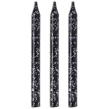 Свечи для торта в черном цвете с блеском 8 см, 12 шт