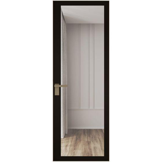 Алюминиевая дверь 2AGК кромка шампань стекло планибель бесцветный прокрас чёрный