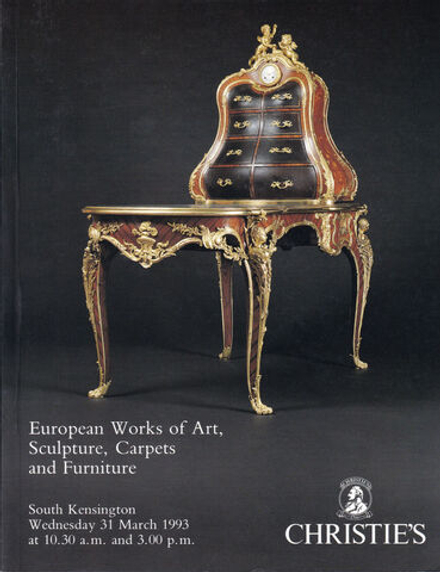 Каталог аукциона Christie's, Лондон, Европейское декоративно-прикладное искусство, скульптура, ковры и мебель от 31 марта 1993 года