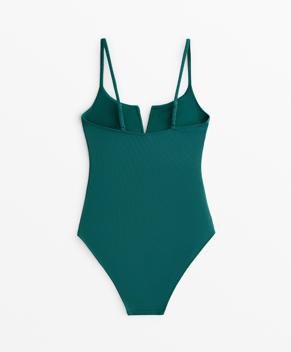 OYSHO Купальник Piqué с V-образным вырезом, зеленый