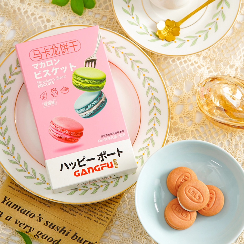 Печенье-сэндвич Macaron Gangfu c клубничным вкусом, 50 г