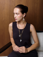 Серьги "Cross pearl shell" Gold