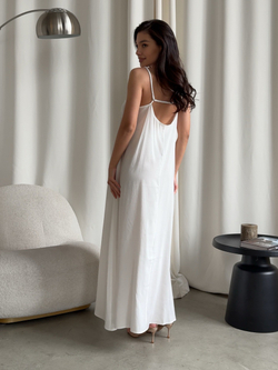 Сарафан хлопковый, длинный, на бретелях, с v-вырезом