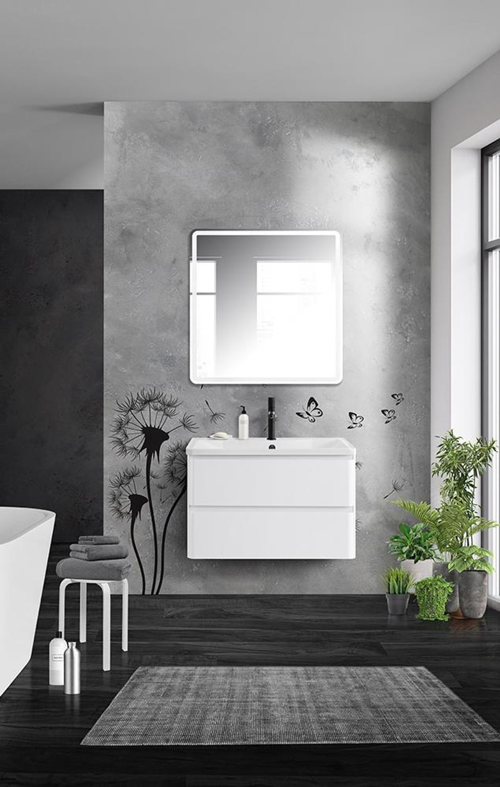Тумба подвесная с раковиной BelBagno ALBANO-900-2C-SO-BL