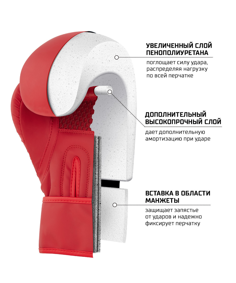 Перчатки боксерские ORO, ПУ, красный, 8 oz