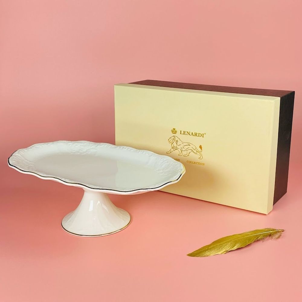Lenardi 102-156 Овальное блюдо 30,5см на ножке АГАТА в под.уп.(х8)Фарфор
