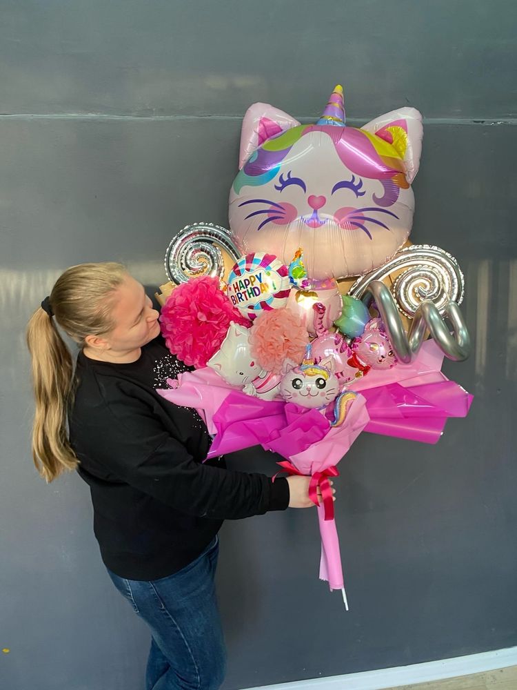 Букет из шаров Кошка единорог