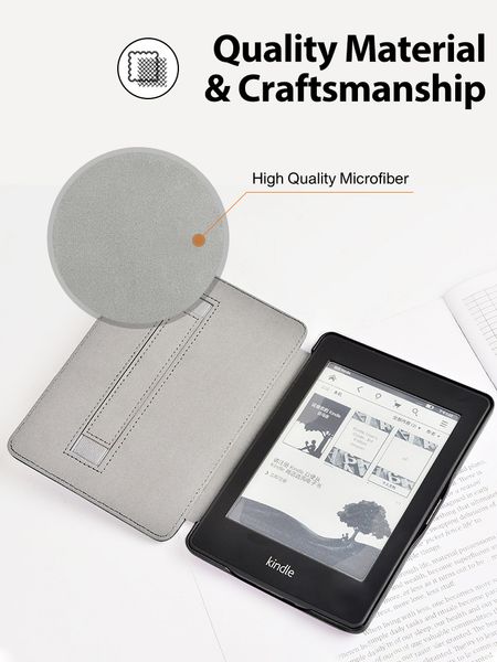 Магнитный кожаный чехол для Amazon Kindle Paperwhite 2018 (4th gen) Синий