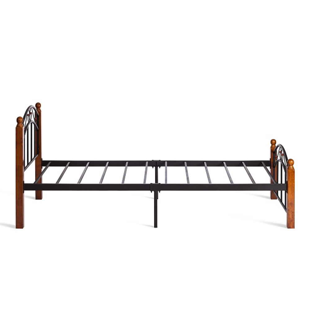 Кровать AT-8077 - дерево гевея/металл, 90*200 см (Single bed), красный дуб/черный