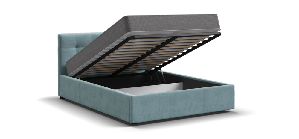 Белла Кровать+ПМ 140 Велюр Монолит аква