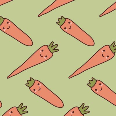 Buy green fabric  kawaii vegetables carrots