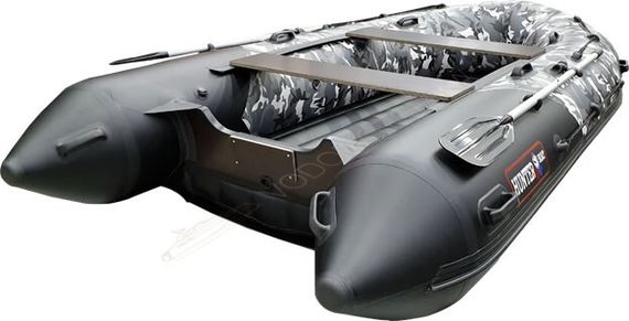 Надувная лодка Хантер 350 ПРО Камуфляж надувное дно