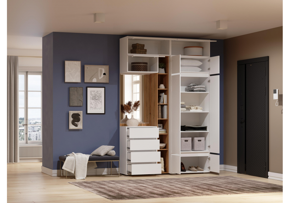 Прихожая Woodville Роут белый комплектация 5