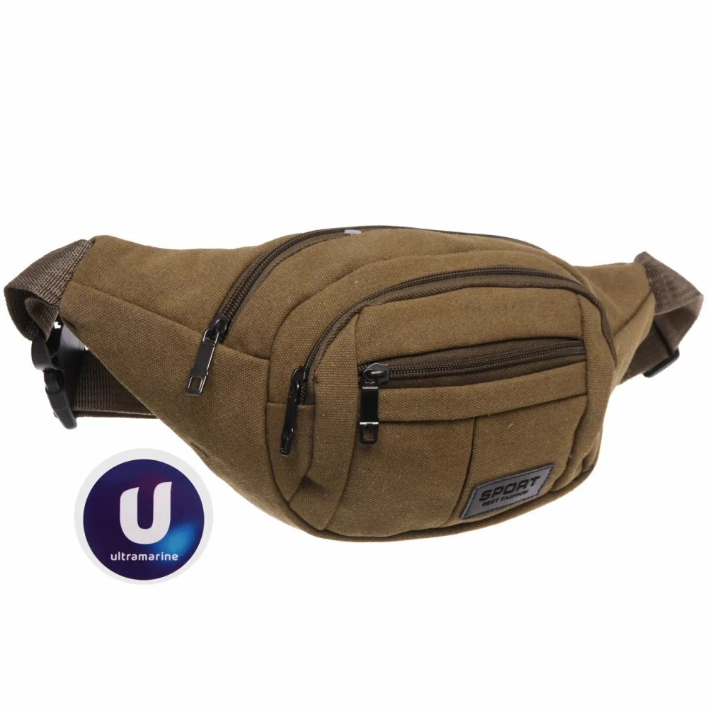 Сумка на пояс «Sport leader - Street Fashion», 4 кармана, цвет бежевый, 35*16*6см