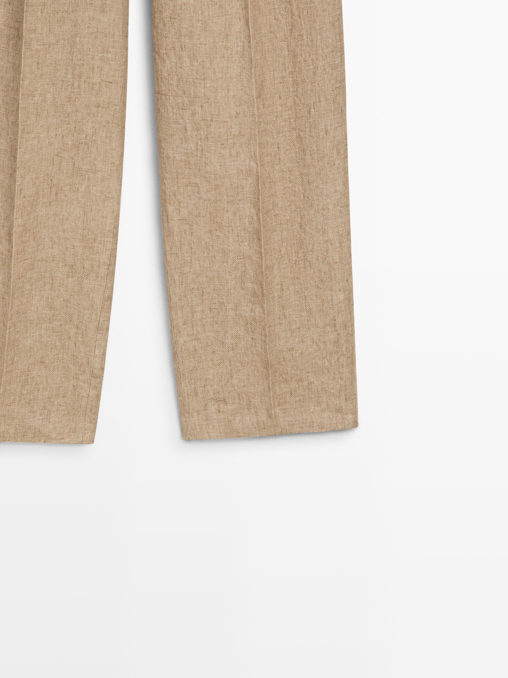 Massimo Dutti Струящиеся льняные брюки с вытачками, бежевый