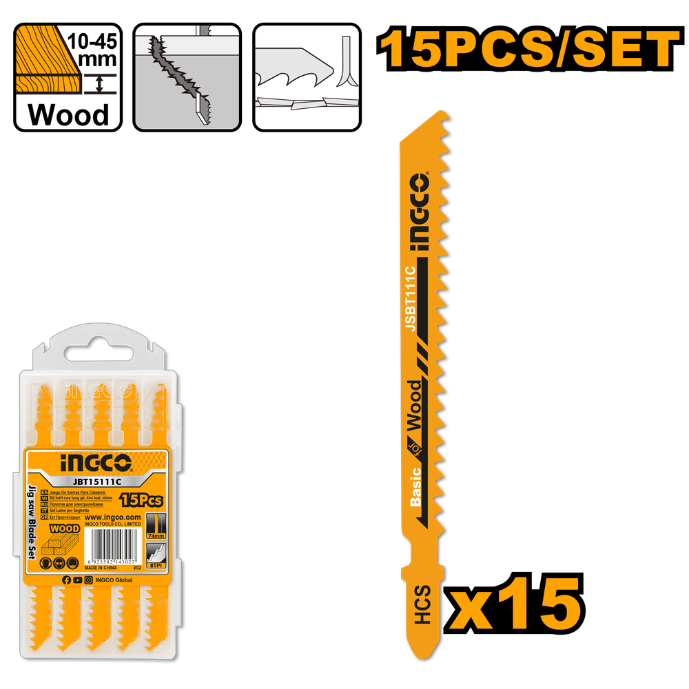 Набор полотен для лобзика по дереву INGCO JBT15111C