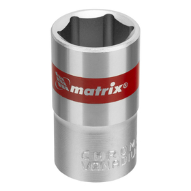 Головка торцевая, 16 мм, шестигранная, CrV, под квадрат 1/2, хромированная Matrix 13116