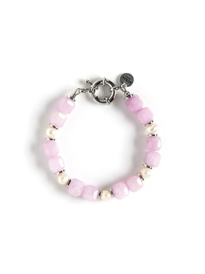 Браслет "Pearl caramel pink" Silver