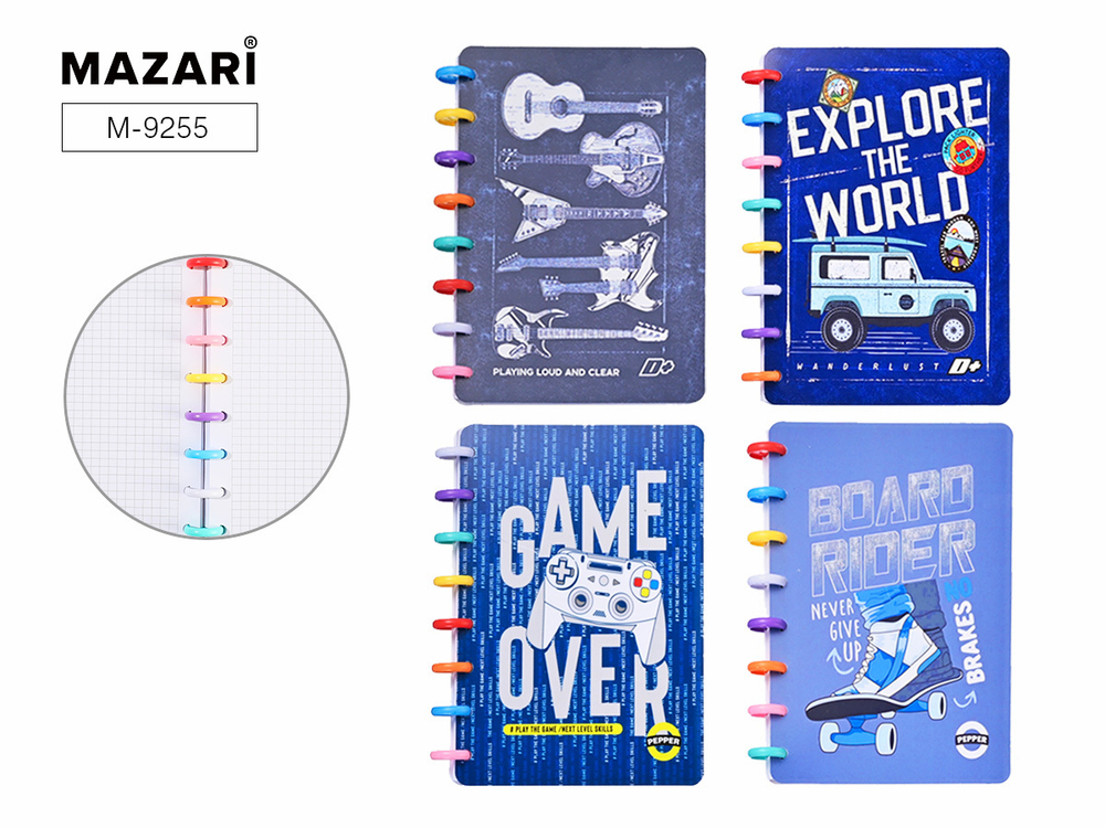 Блокнот А5 пласт.обл., на кольцах 80л "Для мальчиков" кл., 4 диз.