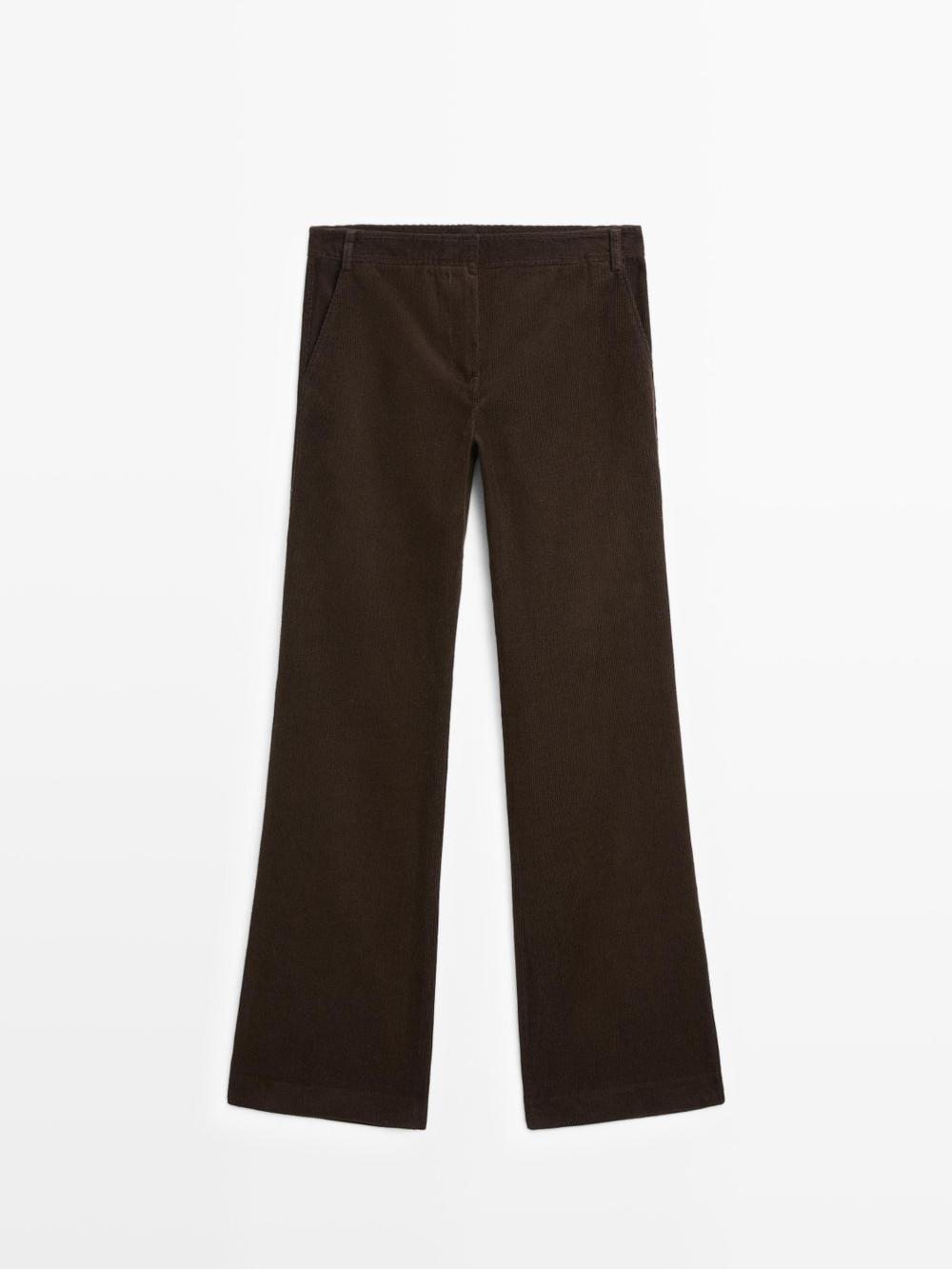 Massimo Dutti Расклешенные вельветовые брюки, шоколадный