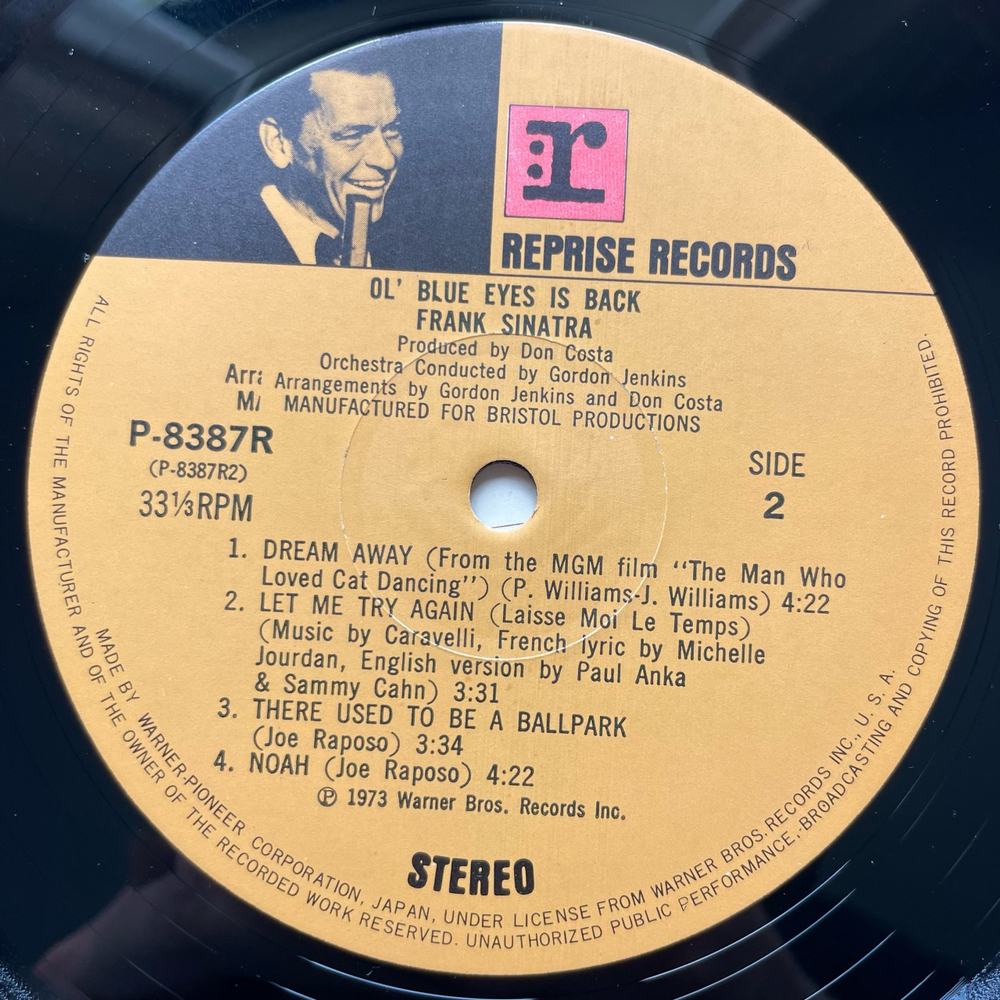 Винтажная виниловая пластинка LP Frank Sinatra Ol' Blue Eyes Is Back (Япония 1973) (Оби)