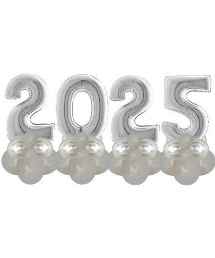 Стойки из цифр "2025 в цвете Серебро" 65 см 4 шт