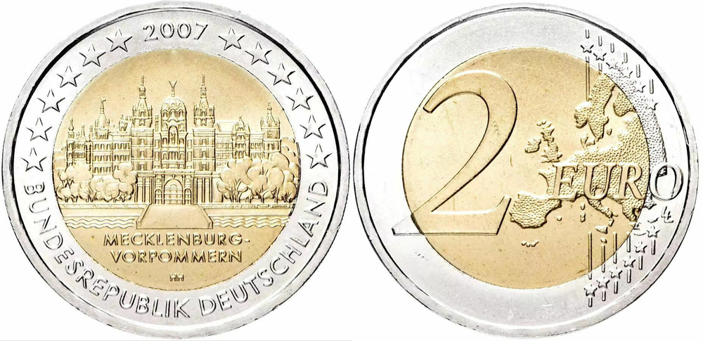 Германия 2 евро, 2007 Федеральные земли Германии - Мекленбург-Передняя Померания XF
