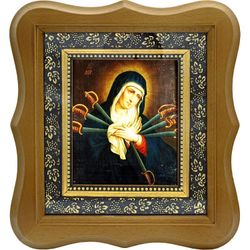 Семистрельная икона Богородицы с мечами. Копия старинной иконы на холсте.