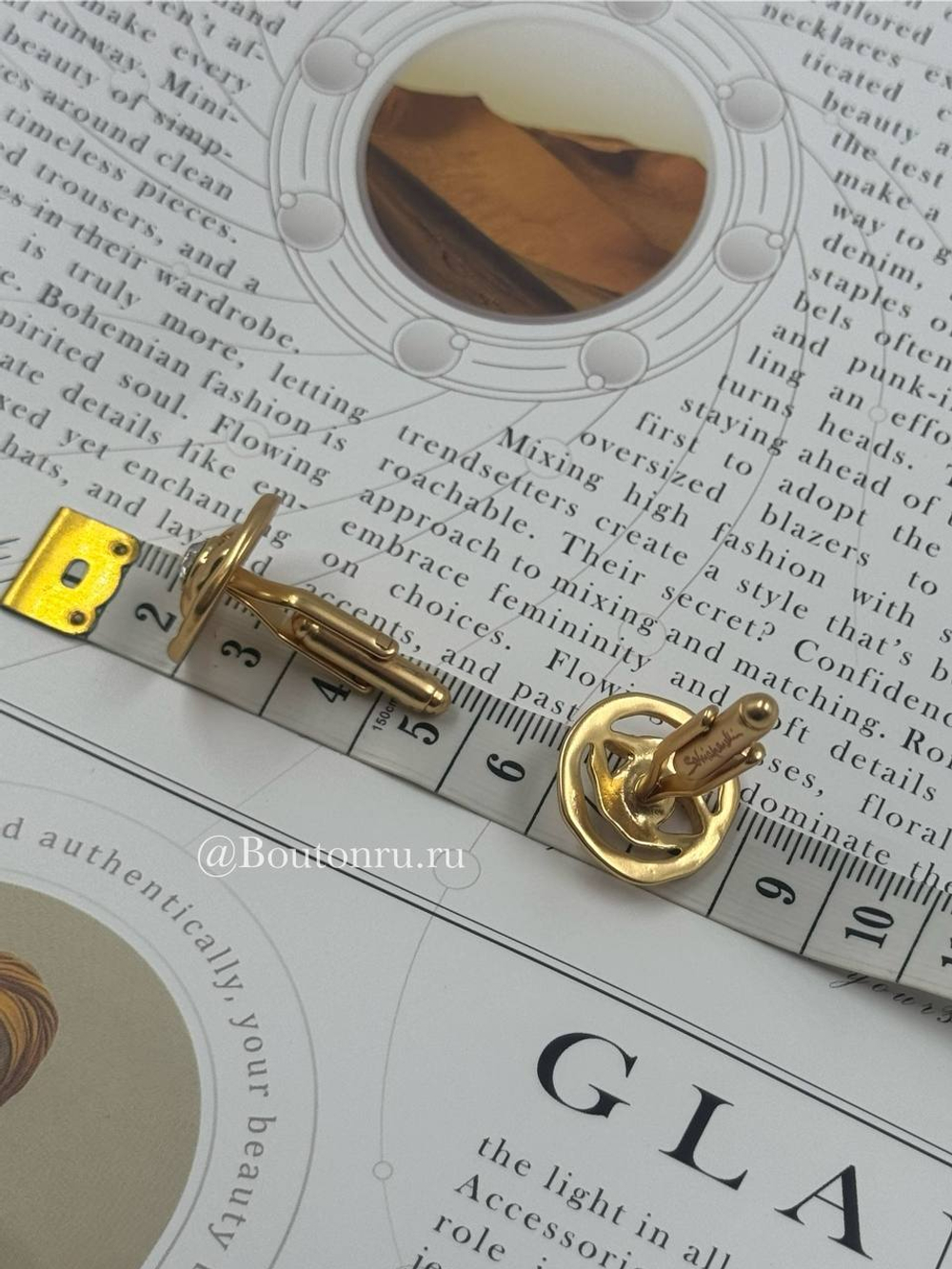 Запонки "Глаз" со стразом Скиап. (пара)