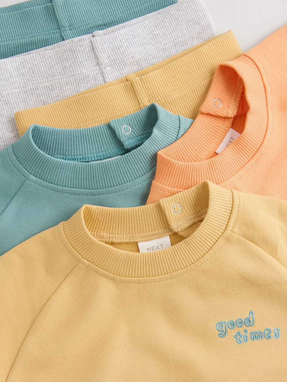 Лонгслив и брюки в комплекте для малышей Next B87-318, 3 шт., Бежевый, Голубой, Оранжевый