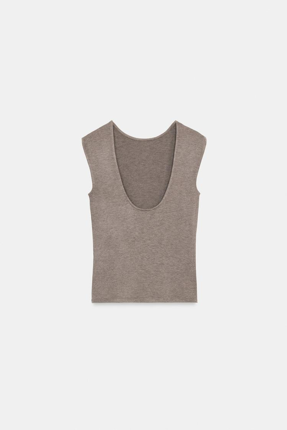 ZARA ТОП С ОТКРЫТОЙ СПИНОЙ, КОРИЧНЕВЫЙ МЕЛАНЖ