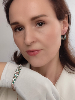 Кольцо Россыпь из зеленых камней Swarovski