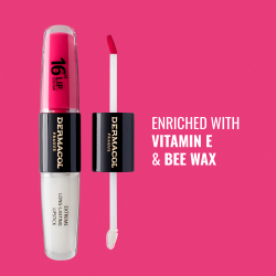 Dermacol 16H Lip Colour - Долговременная помада и блеск для губ оттенок 08 Pink Tastic, 2 ml