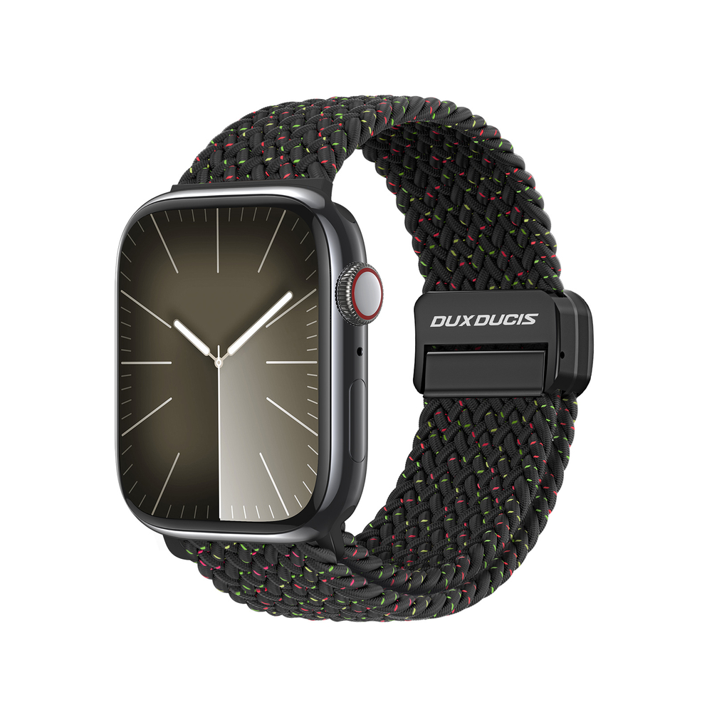 Эластичный ремешок черного цвета (Black Unity) от Dux Ducis для смарт часов Apple Watch размером 42, 44, 45, 46, 49MM, серия Strap (Mixture Pro Series)